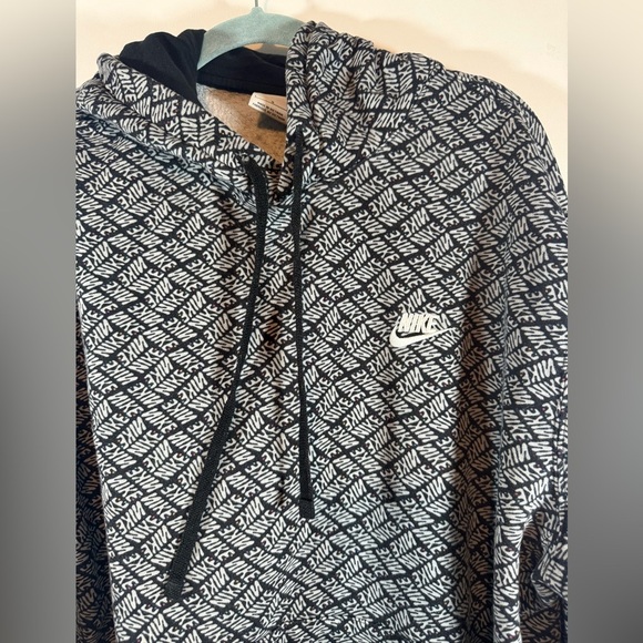 Nike NSW Sports Essentials AOP Fleece Hoodie Black  Men’s Large - Picture 2 of 9